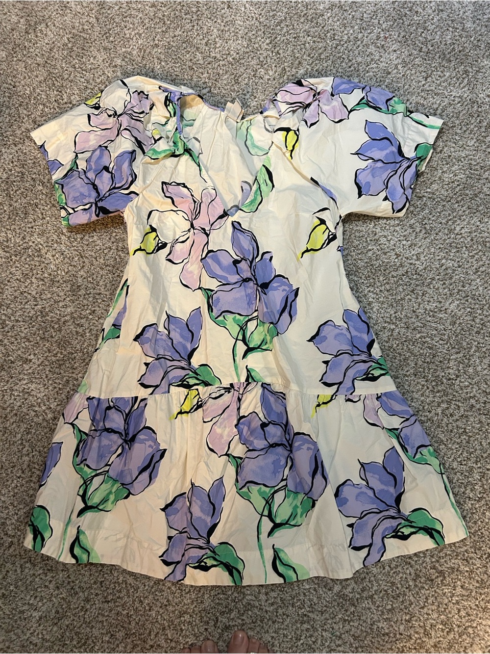 a new day Cream Dress with Lavender Floral Print